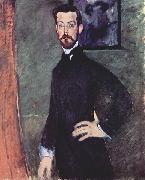 Amedeo Modigliani Portrat des Paul Alexanders vor grunem Hintergrund oil painting reproduction